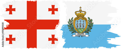 San Marino and Georgia grunge flags connection, vector