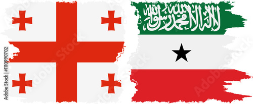 Somaliland and Georgia grunge flags connection, vector