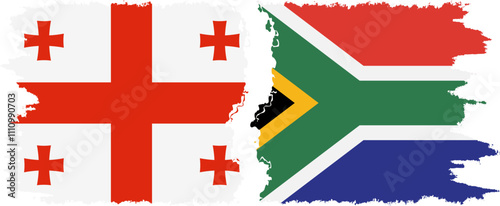 South Africa and Georgia grunge flags connection, vector