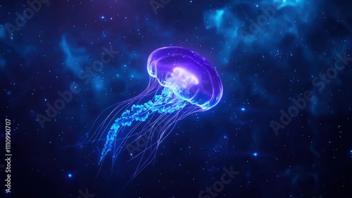 Captivating jellyfish in an ethereal cosmic sea a surreal digital art perspective