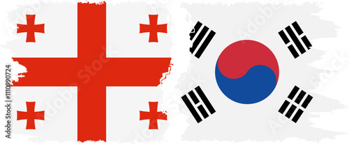 South Korea and Georgia grunge flags connection, vector