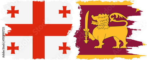 Sri Lanka and Georgia grunge flags connection, vector