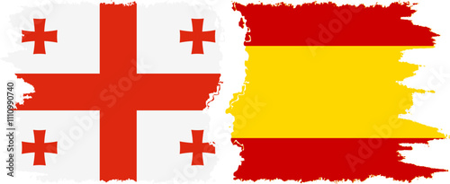 Spain and Georgia grunge flags connection, vector