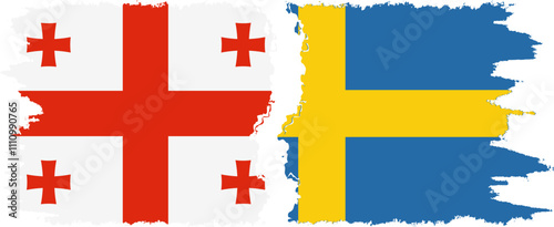 Sweden and Georgia grunge flags connection, vector