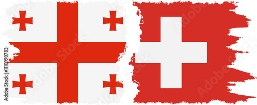 Switzerland and Georgia grunge flags connection, vector