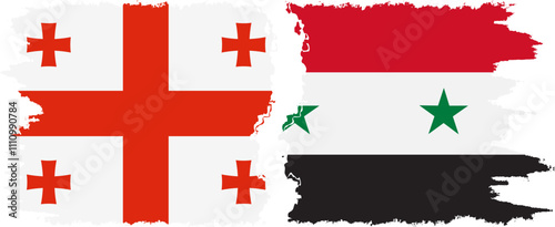 Syria and Georgia grunge flags connection, vector