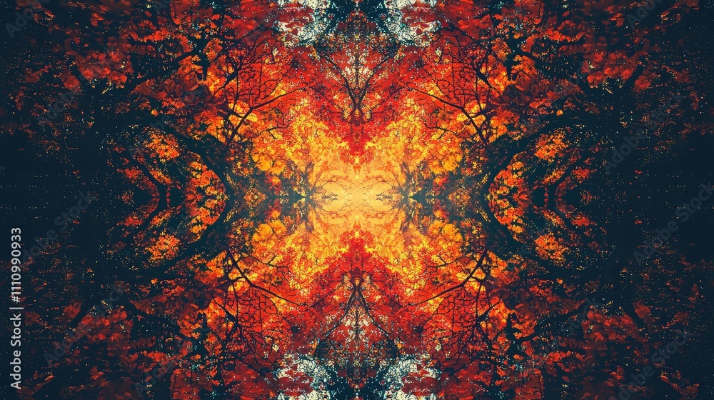 Abstract Kaleidoscope of Vibrant Autumn Leaves with Brilliant Orange and Red Hues Creating a Stunning Visual Experience of Nature's Beauty and Change Abstract Kaleidoscope of Vibrant Autumn Leaves with Brilliant Orange and Red Hues Creating a Stunning Visual Experience of Nature's Beauty and Change