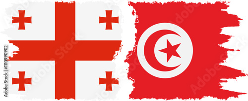 Tunisia and Georgia grunge flags connection, vector