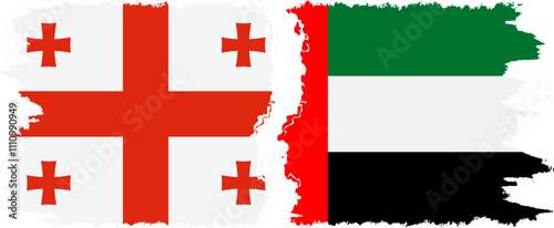 United Arab Emirates and Georgia grunge flags connection, vector