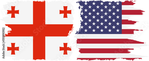 United States and Georgia grunge flags connection, vector