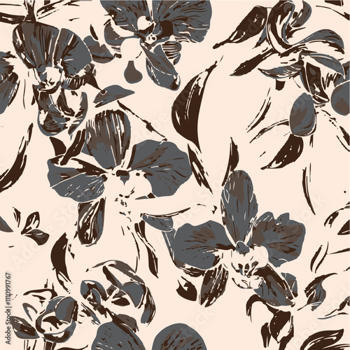 big flowers pattern,tropical floral, small flowers , flowers with leaves,upscale floral pattern.graphical textures floral,trendy colors pattern,flowers  background with leaves,vector illustration.