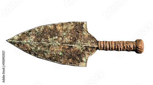 Ancient spearhead on a white isolated background