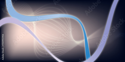  dark grey smooth blue line wavey glowing shiny lines effect vector background. Light trail wave, fire path trace line and incandescence curve twirl.