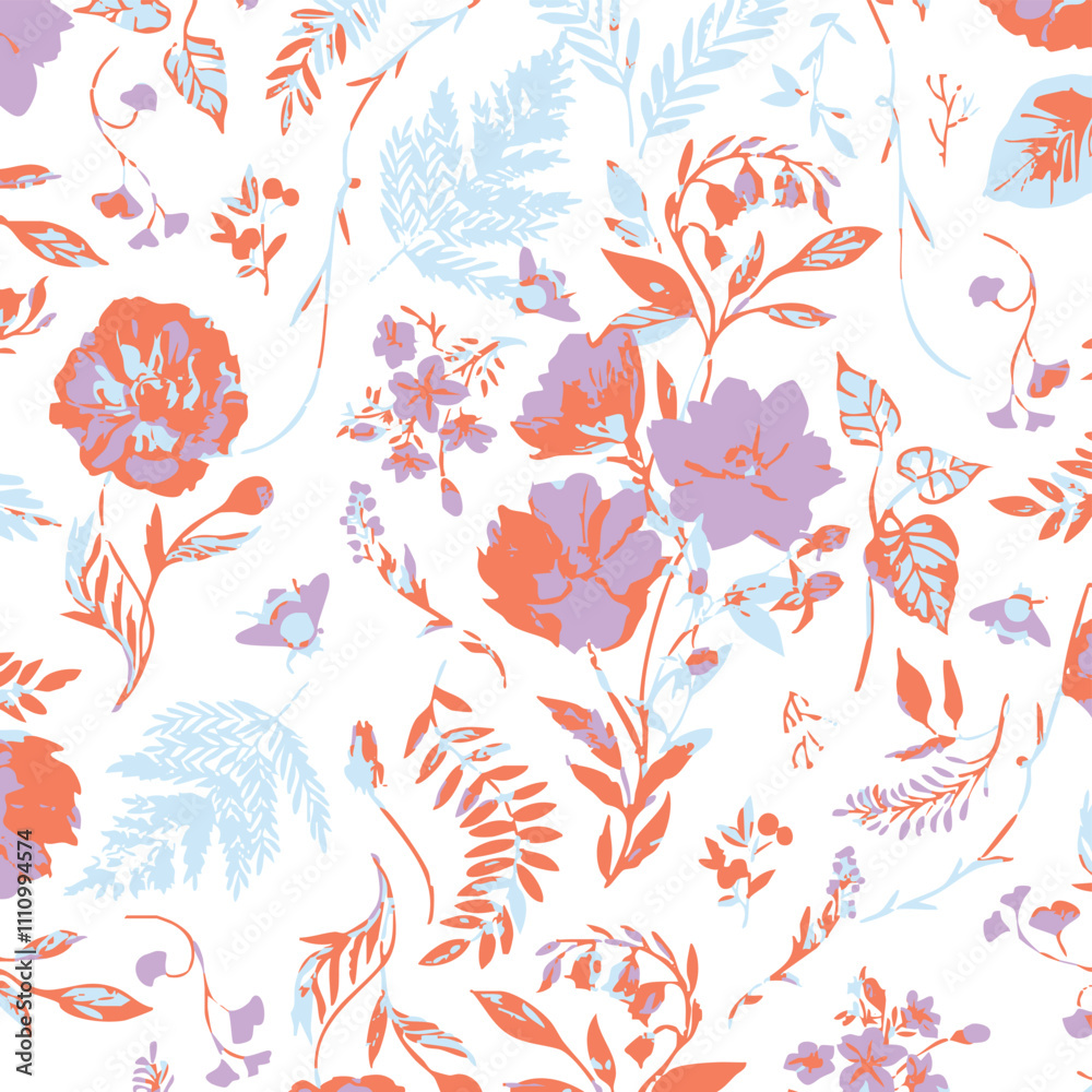 Naklejka premium Vector seamless pattern. Pretty pattern in small flowers. Small blue flowers. White background. Ditsy floral background. The elegant the template for fashion prints. Stock vector.