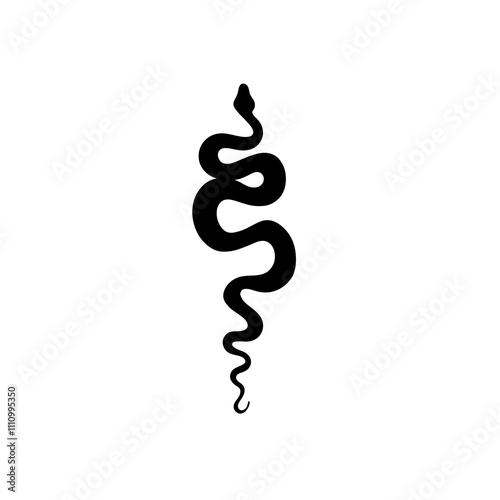 Tattoo snake. Traditional black dot style ink. Isolated illustration. Traditi...