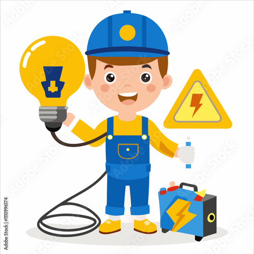 cartoon drawing electrician