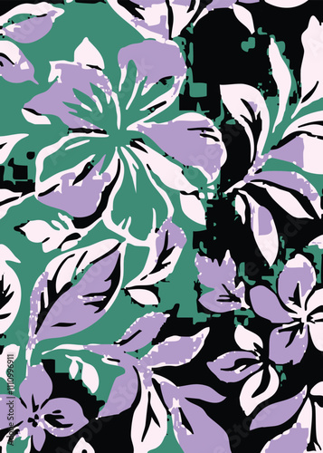 Abstract Big flowers pattern, upscale floral pattern. graphical textures floral, trendy colors pattern , flowers background with leaves. vector illustration.