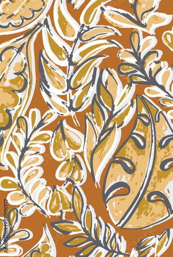 Abstract Big flowers pattern, upscale floral pattern. graphical textures floral, trendy colors pattern , flowers background with leaves. vector illustration.