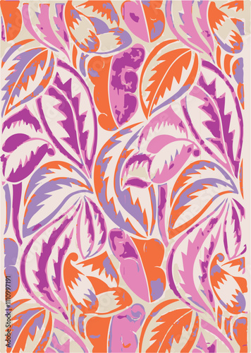 Abstract Big flowers pattern, upscale floral pattern. graphical textures floral, trendy colors pattern , flowers background with leaves. vector illustration.