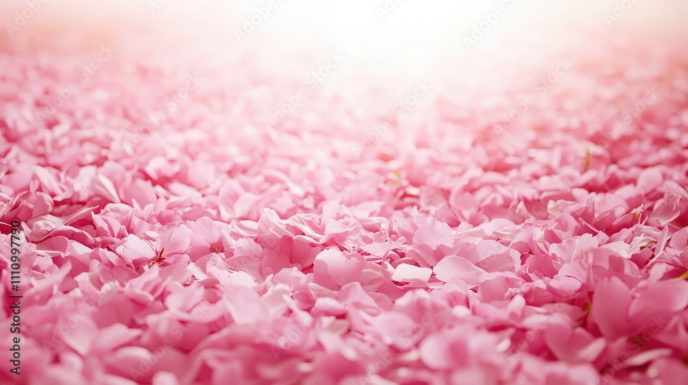 Obraz premium Beautiful Soft Focus Image of Delicate Pink Petals Blanketing the Ground with Warm Light Creating a Dreamy and Serene Atmosphere Ideal for Spring Themes