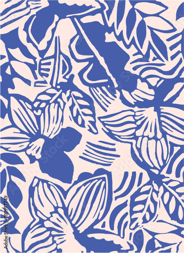 Abstract Big flowers pattern, upscale floral pattern. graphical textures floral, trendy colors pattern , flowers background with leaves. vector illustration.