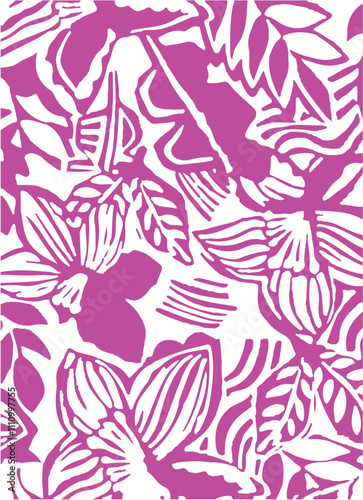 Abstract Big flowers pattern, upscale floral pattern. graphical textures floral, trendy colors pattern , flowers background with leaves. vector illustration.