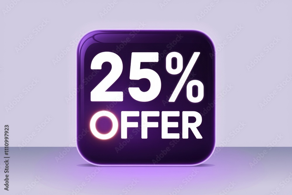 A purple square with white text saying '25% OFFER'. A purple square with white text saying '25% OFFER'.