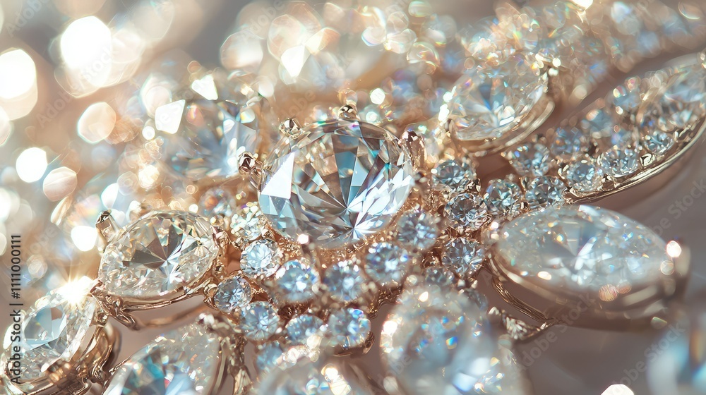 Close-Up View of Sparkling Diamonds and Elegantly Crafted Jewelry, Showcasing Intricate Design and Brilliant Cuts, Perfect for Luxury and Fashion Imagery Close-Up View of Sparkling Diamonds and Elegantly Crafted Jewelry, Showcasing Intricate Design and Brilliant Cuts, Perfect for Luxury and Fashion Imagery