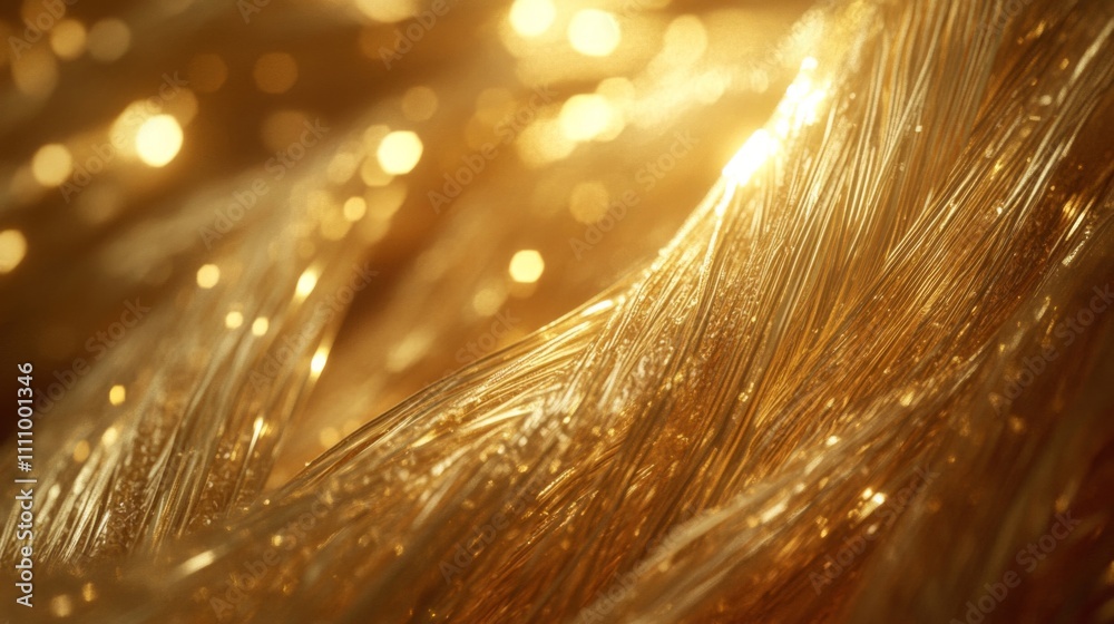 Close-up of Shiny Golden Fabric with Bokeh Lights Close-up of Shiny Golden Fabric with Bokeh Lights