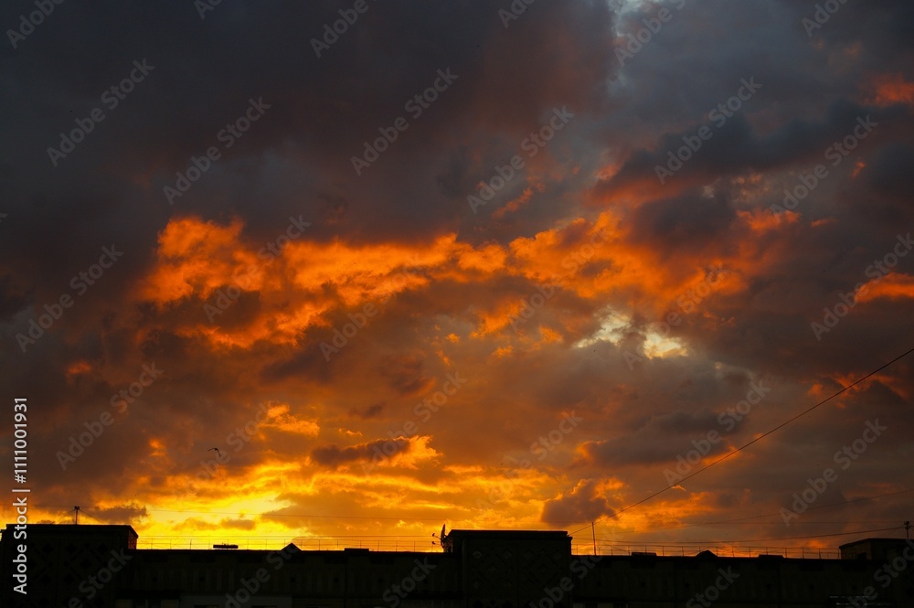 A very beautiful, red, bright, hot sunset. A very beautiful, red, bright, hot sunset.