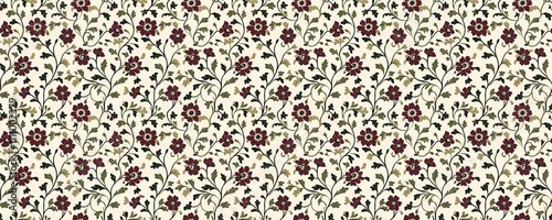 seamless pattern of Elegant burgundy maroon floral pattern cream background vintage textile design 