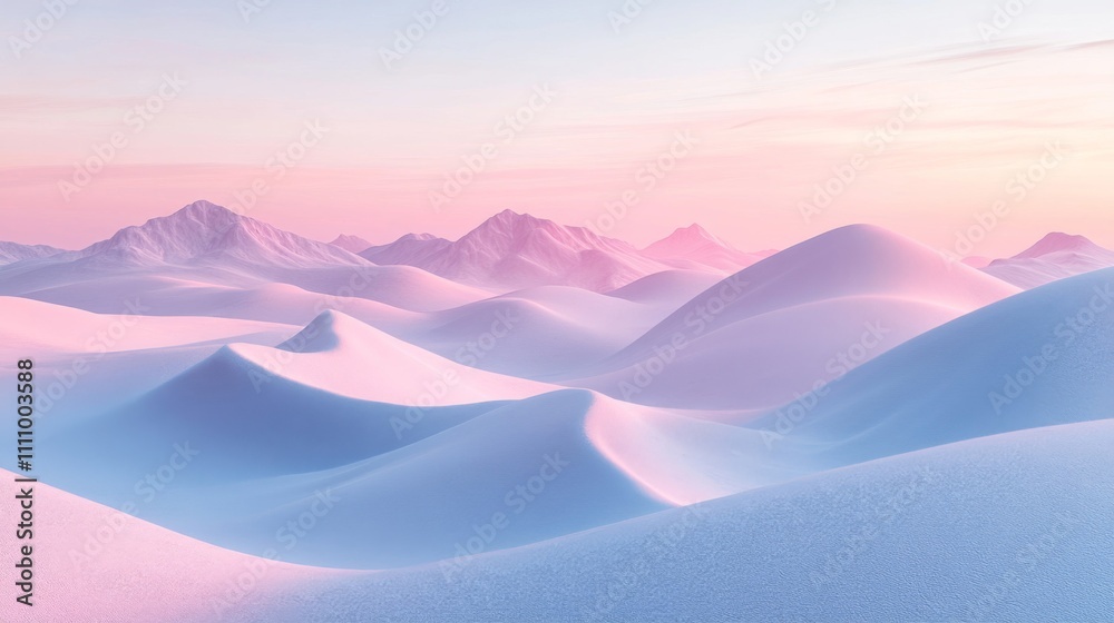 Pink and Blue Mountains in a Wintery Landscape Pink and Blue Mountains in a Wintery Landscape