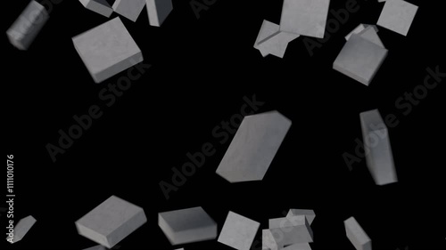 Colorful Box Cube and Concrete wall destructions fracture falling down pack with 2 version of destruction speed.4k animation render with alpha channel.
