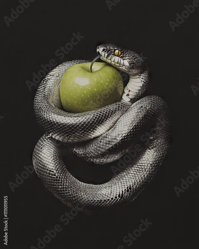 snake  with apple photo