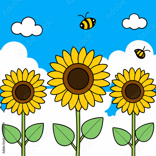 sunflower on blue background