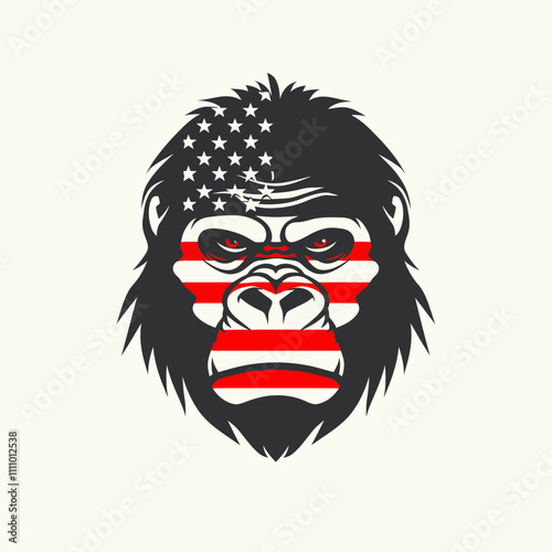 27 Gorilla American flag silhouette vector illustration.svg