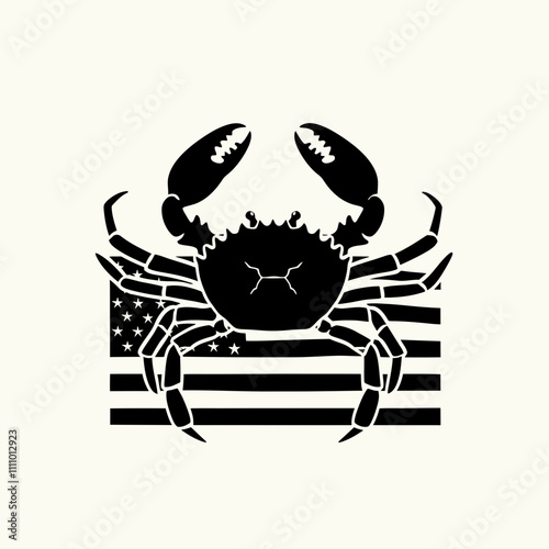 49 Hermit Crab American flag silhouette vector illustration.svg