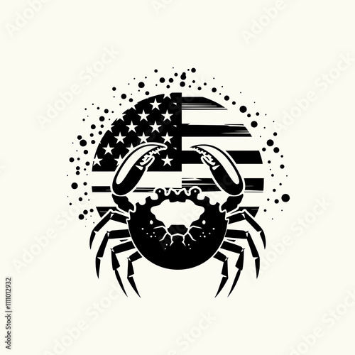 52 Hermit Crab American flag silhouette vector illustration.svg