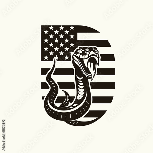 86 King Cobra American flag silhouette vector illustration.svg photo