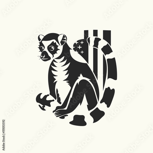 94 Lemur American flag silhouette vector illustration.svg