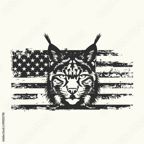 112 Lynx American flag silhouette vector illustration.svg