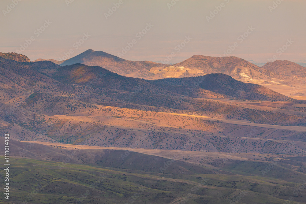 Naklejka premium Sunset over the Caucasus Mountain. Armenia.