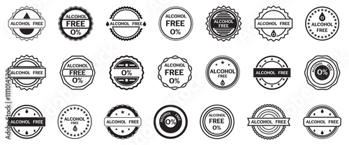 Alcohol free stamp collection. Set of zero alcohol badges