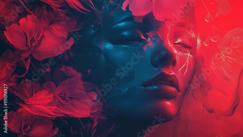 Bright and stylish digital fantasy image of young beautiful woman in vector style as graphic resource for your best projects