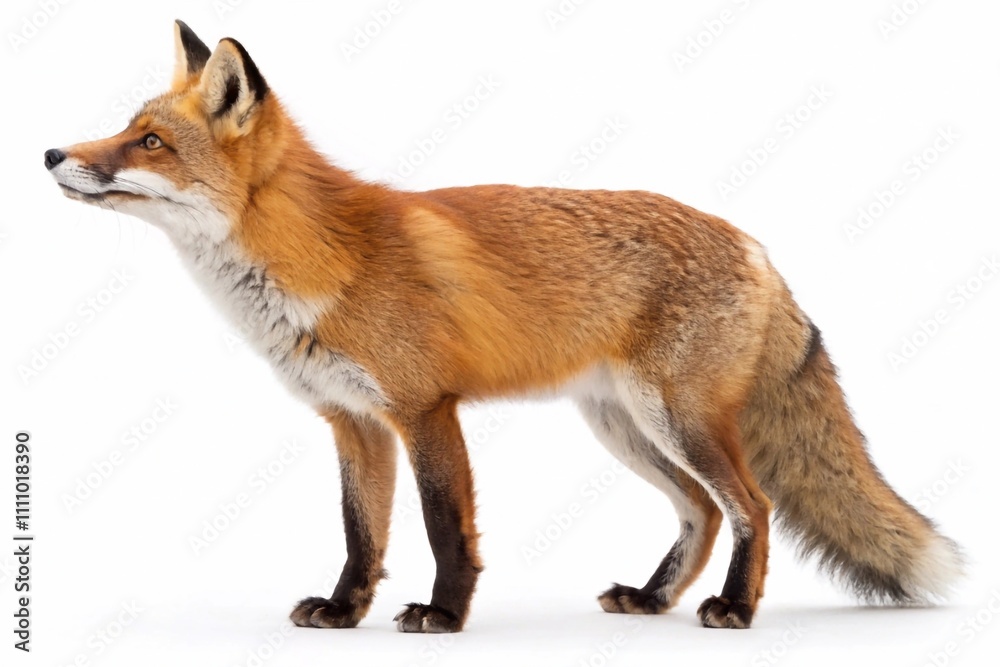 Obraz premium Red fox isolated on white background