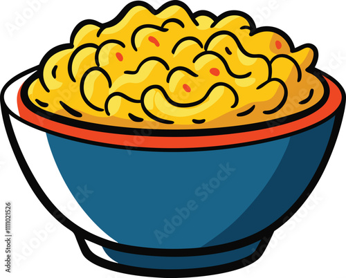 Mac and Cheese Bowl Vector, Comfort Food Illustration