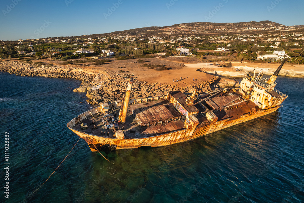 Rusted Shipwreck near Coast