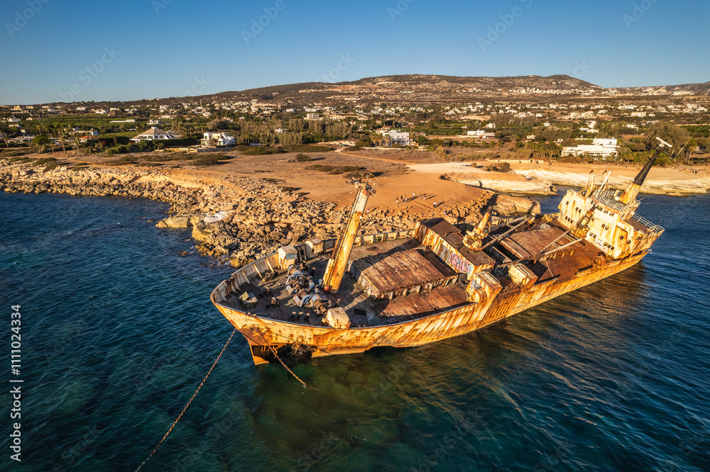 Rusted Shipwreck near Coast