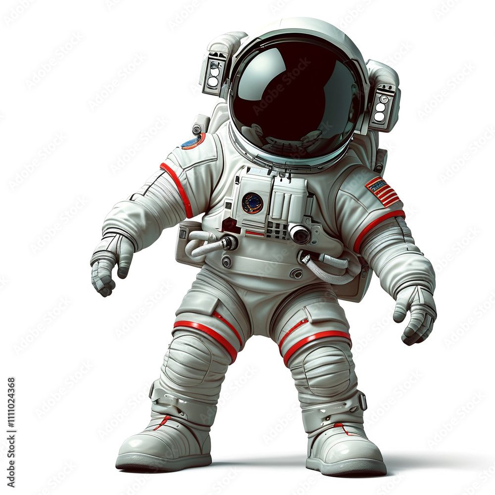 Unique astronaut figure in a playful stance exploring outer space wonders Unique astronaut figure in a playful stance exploring outer space wonders