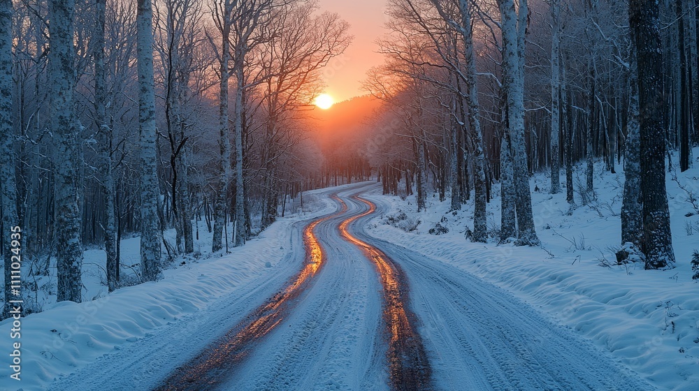A beautiful winter landscape at sunrise with pink soft light. A beautiful winter landscape at sunrise with pink soft light.
